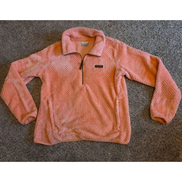 Columbia Jackets & Blazers - Columbia Womens L Pink Sherpa Fleece Quarter Zip Pullover Jacket
